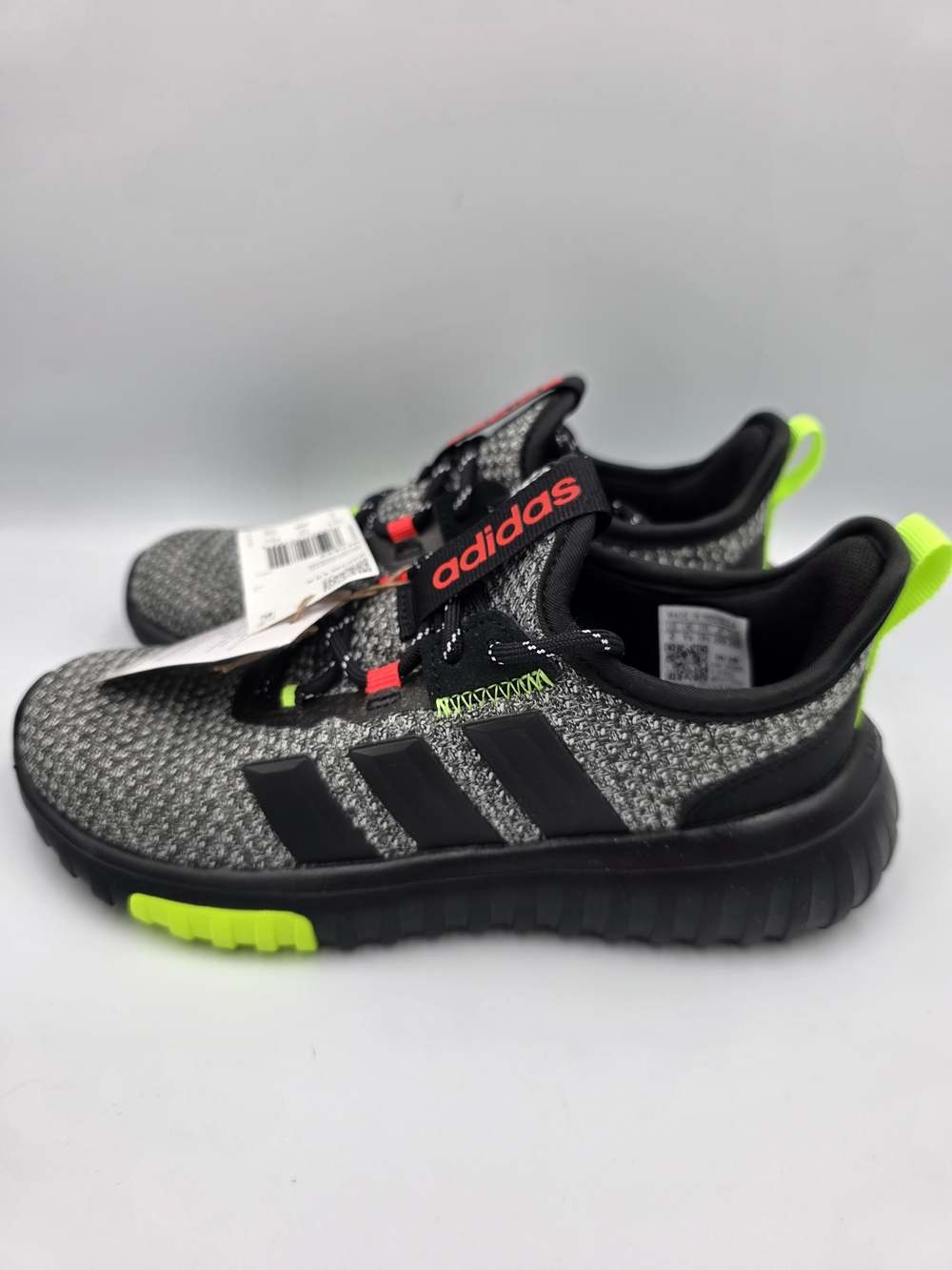 adidas Kids Kaptir 4.0 K Black with Neon Green and Red Accents